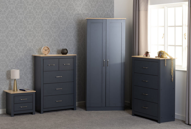 Portland Grey/White/Oak Effect 3+2 Drawer Chest