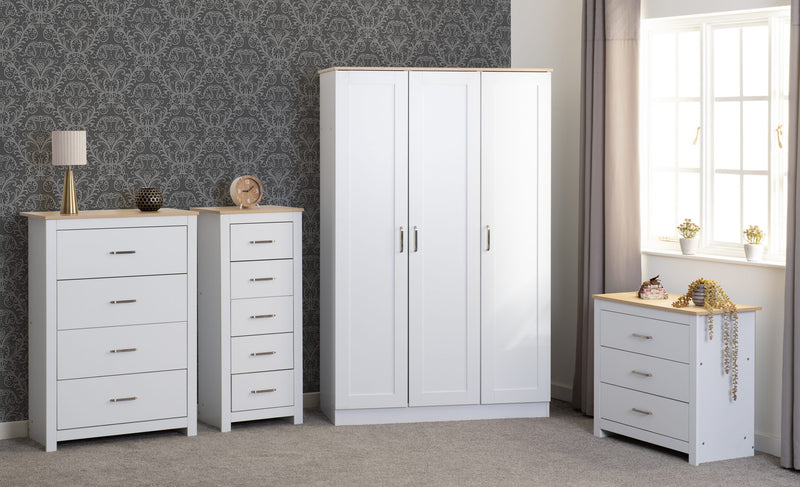 Portland Grey/White/Oak Effect 3+2 Drawer Chest