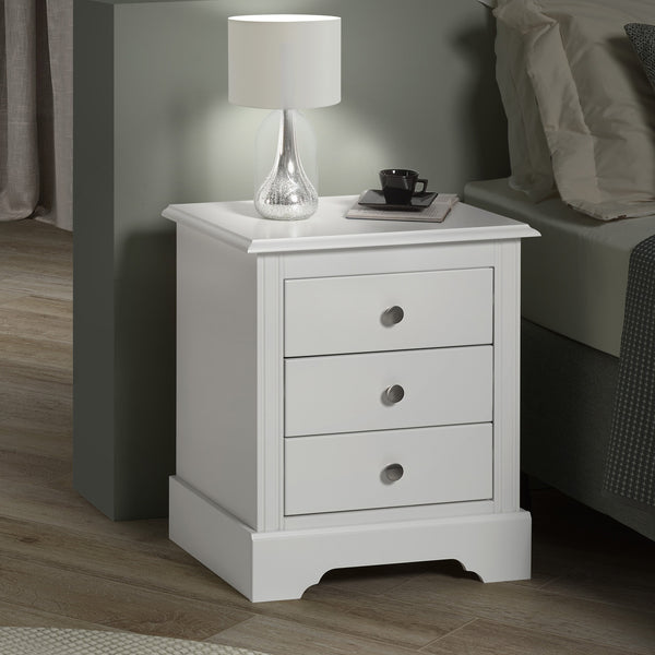 Stratford 3 Drawer Bedside White