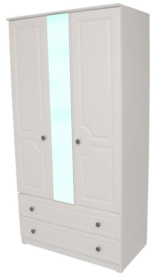 Snowdon White 3ft 2 Drawer Centre Mirror Robe