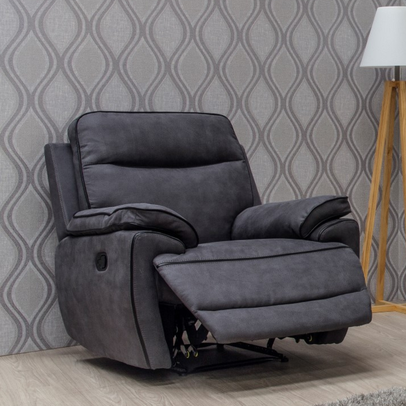 Lotus Charcoal Fabric Recliner Sofas Northern Ireland