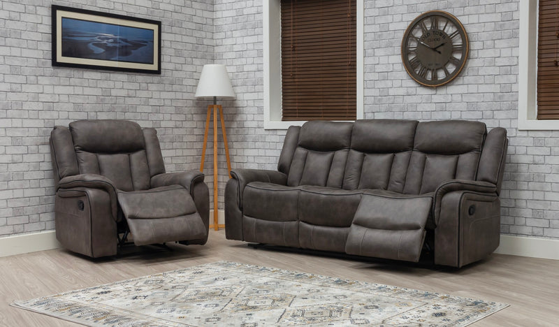 Athens 3+1+1 Grey Fabric Recliner Sofas