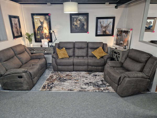 Walton 3+2+1 Grey Reclining Sofas Belfast