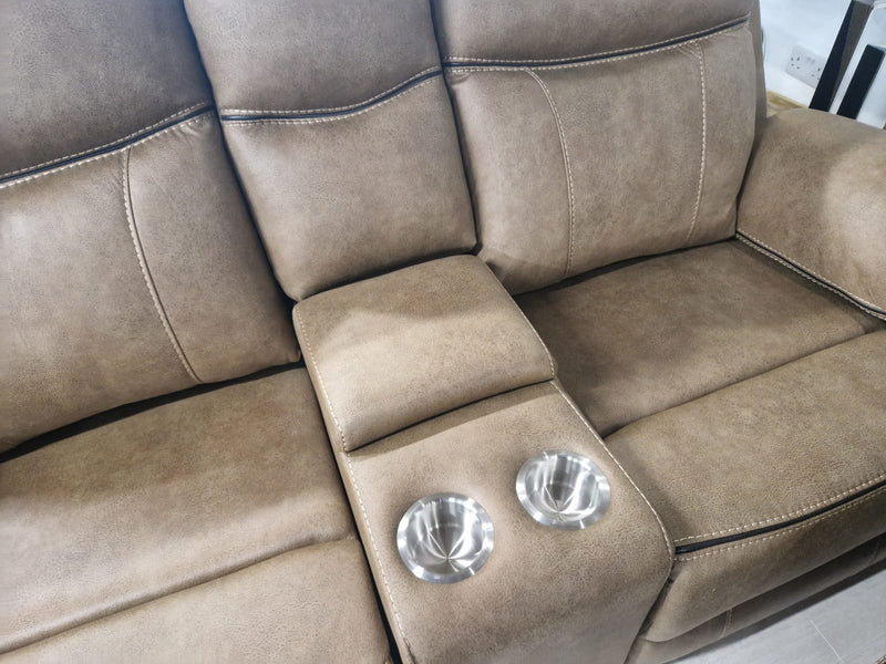 Moneen Recliner Corner Sofas in Tan Fabric