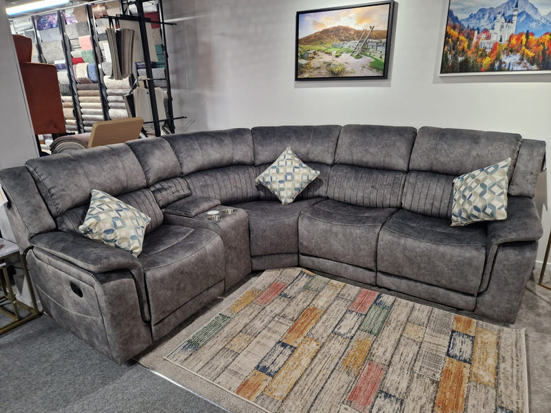 Light Grey Reclining Corner Sofas Antrim, Platina