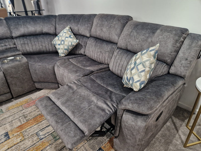 Light Grey Recliner L Shaped Corner Sofas Banbridge, Platina