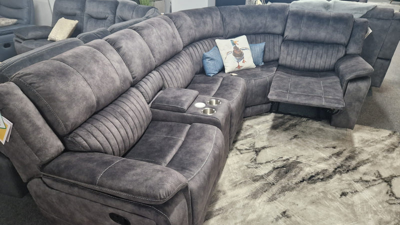 Dark Grey Recliner L Shaped Corner Sofas Derry, Platina