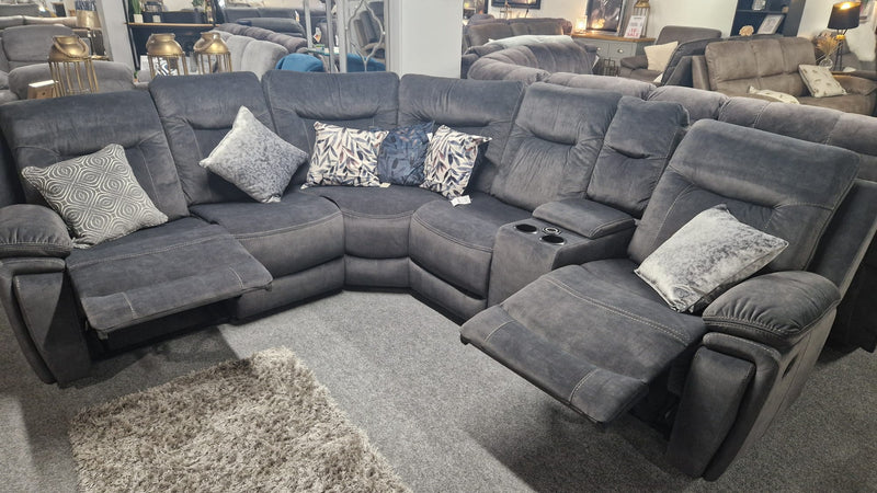 Grey Fabric Recliner L Shaped Corner Sofas Lisburn, Shannon