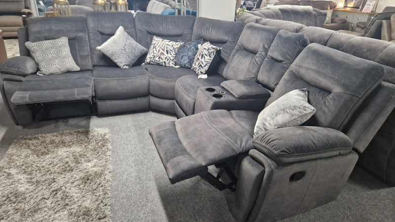 Grey Fabric Recliner L Shaped Corner Suites Antrim, Shannon