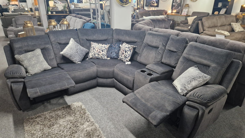 Grey Fabric Recliner L Shaped Corner Suites Newcastle, Shannon