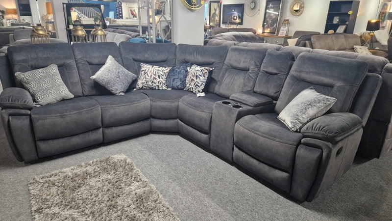 Grey Fabric Recliner L Shaped Corner Couches Londonderry, Shannon