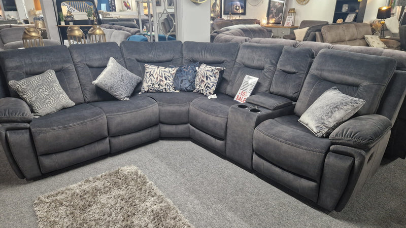 Grey Fabric Reclining Corner Sofas Coleraine, Shannon