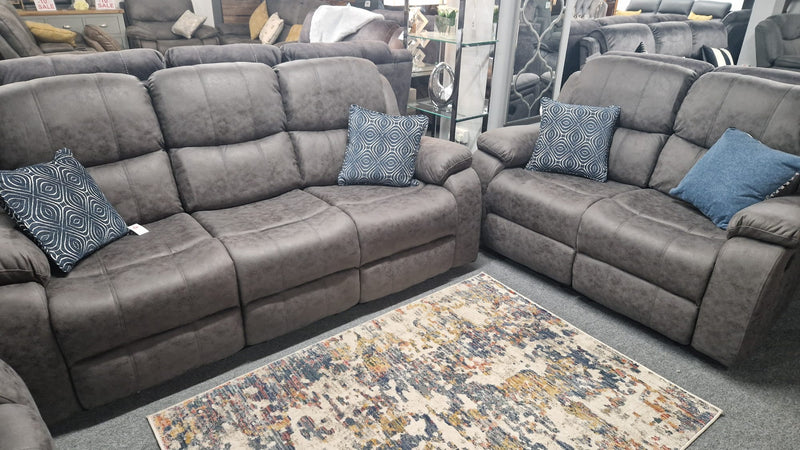 3+1+1 Seater Banus Grey Fabric Recliner Couches Enniskillen