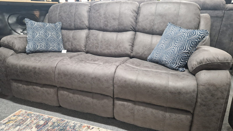 3+1+1 Seater Banus Grey Fabric Reclining Couches Newry