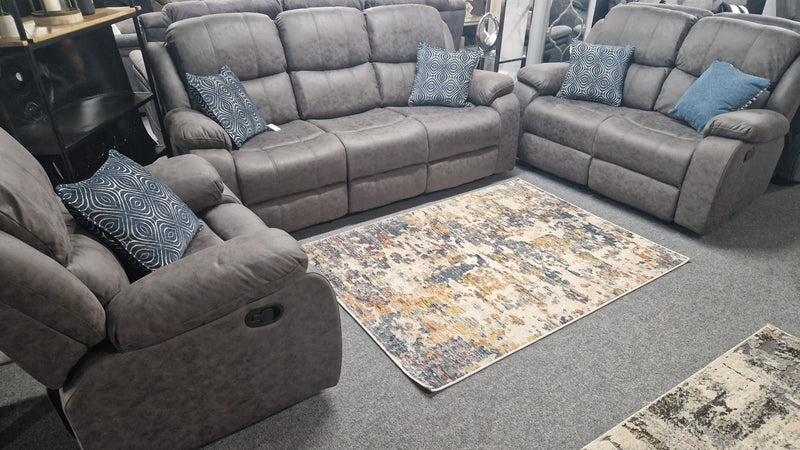 3+1+1 Seater Banus Grey Fabric Recliner Suites Banbridge