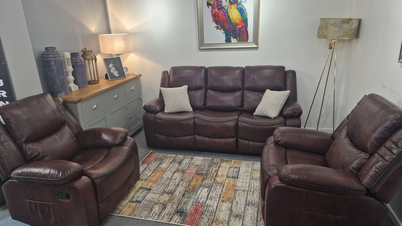 Sherwood Burgundy Leather Recliner Sofas Coleraine