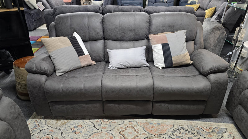 3+1+1 Seater Banus Grey Fabric Reclining Couches Antrim