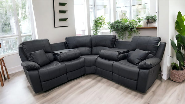 Lanza Manual Reclining Leather Corner Sofas