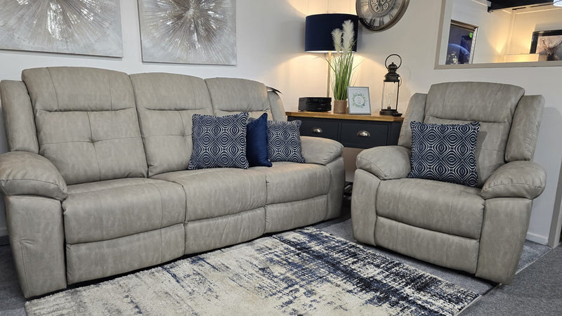 Montana Grey Fabric Recliner Sofas