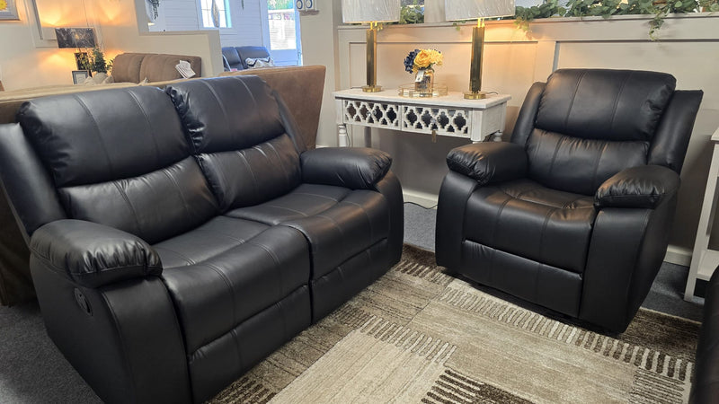 Emma Black Leather Recliner Sofas