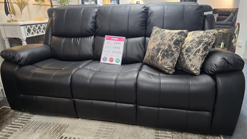 Emma Black Leather Recliner Sofas