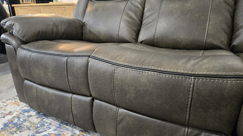 Kilkeen Recliner Corner Sofa in Grey Brown Leather