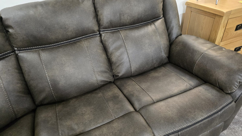 Kilkeen Recliner Corner Sofa in Grey Brown Leather