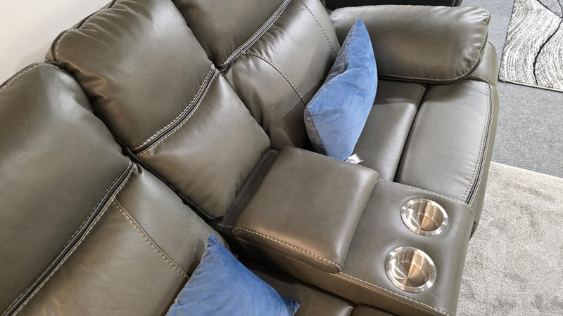 Moneen Grey Leather Recliner Sofas