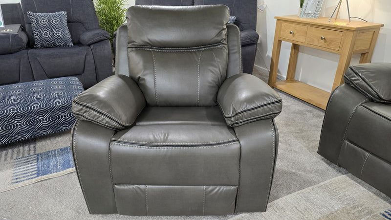 Moneen Grey Leather Recliner Sofas