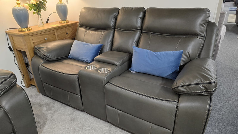 Moneen Grey Leather Recliner Sofas