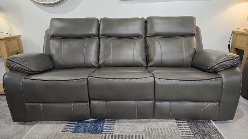 Moneen Grey Leather Recliner Sofas