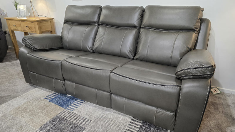 Moneen Grey Leather Recliner Sofas