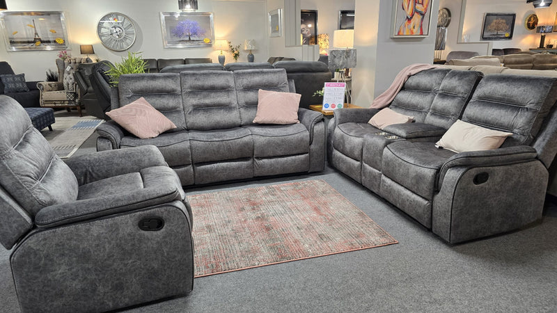 Seattle 3+2+1 Grey Fabric Recliner Sofas