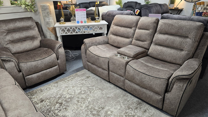 Seattle 3+1+1 Sandstone Fabric Recliner Sofas