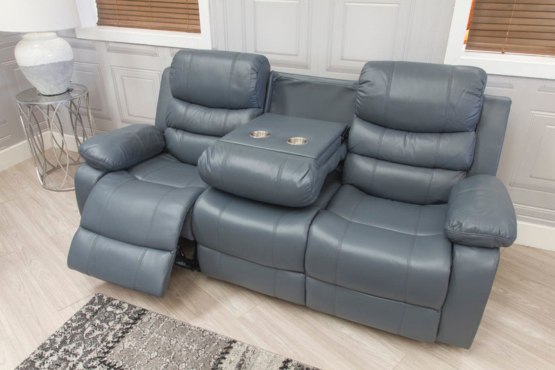 Dallas Grey Leather Power Recliner Sofas