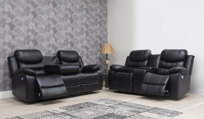 Dallas Black Leather Power Recliner Sofas