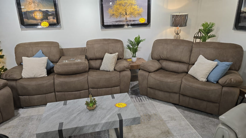 Manhattan Brown Stone Recliner Sofas 3+2+1