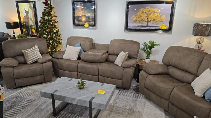 Manhattan Brown Stone Recliner Sofas 3+2+1