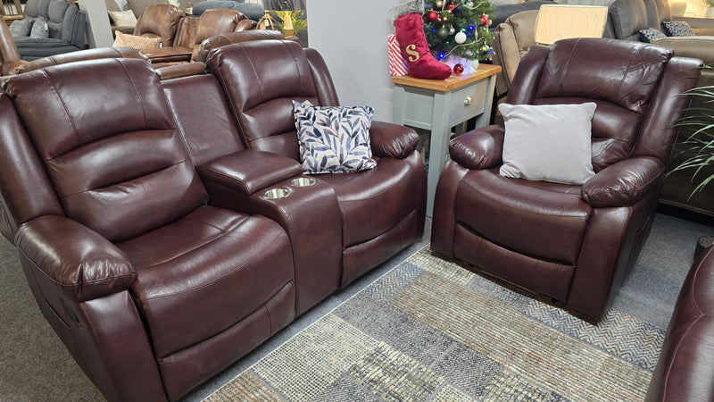 Tyler Burgundy Leather Recliner Sofas