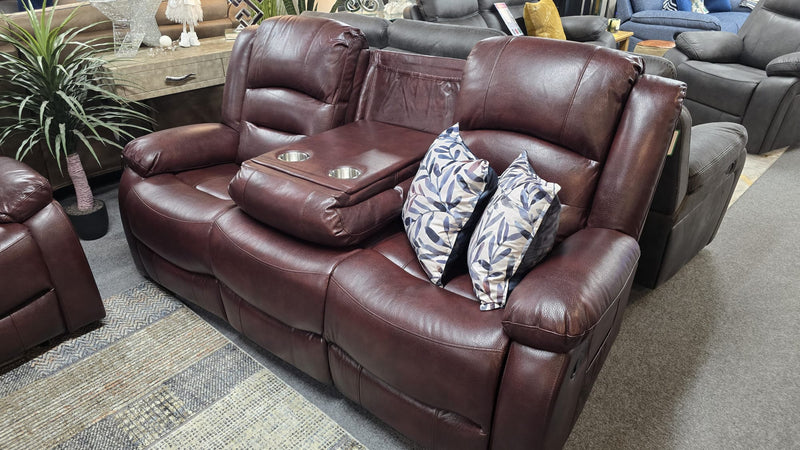 Tyler Burgundy Leather Recliner Sofas