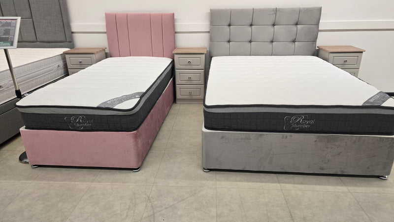Divan Bed Set In Plush Silver