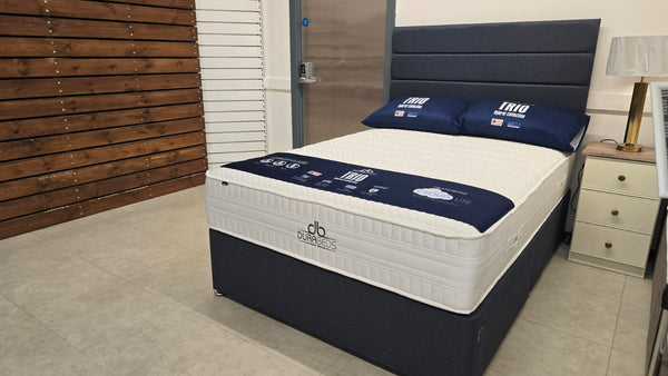 Dura Trio Hybrid FIRM Mattress Divan Sets - Venice 30' Headboard Sierra Denim