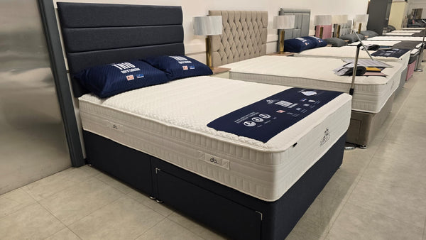 Dura Trio Hybrid MEDIUM Mattress Divan Sets - Venice 30' Headboard Sierra Denim