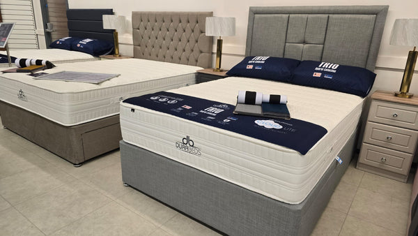 Dura Trio Hybrid SOFT Mattress Divan Sets - Isabella 30' Headboard Lana Silver