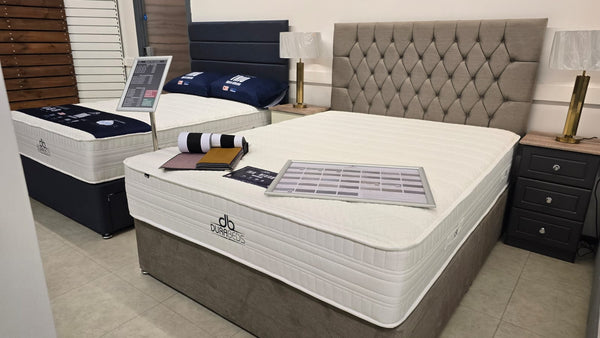 Dura Trio Hybrid SOFT Mattress Divan Sets - Jakarta 30' Headboard Westbury Taupe
