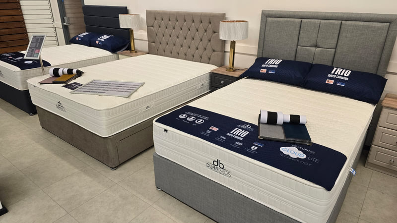 Dura Trio Hybrid SOFT Mattress Divan Sets - Venice 30' Headboard Sierra Denim