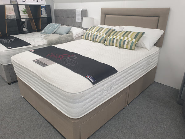 Divan Bed Set - Healthcare Supreme Mattress & Madrid Headboard in Sierra Mink