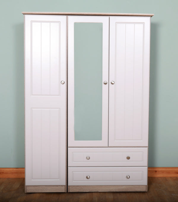 Millwood Solid Three Doors with 2 Drawers Wardrobe - Choose Your Colours