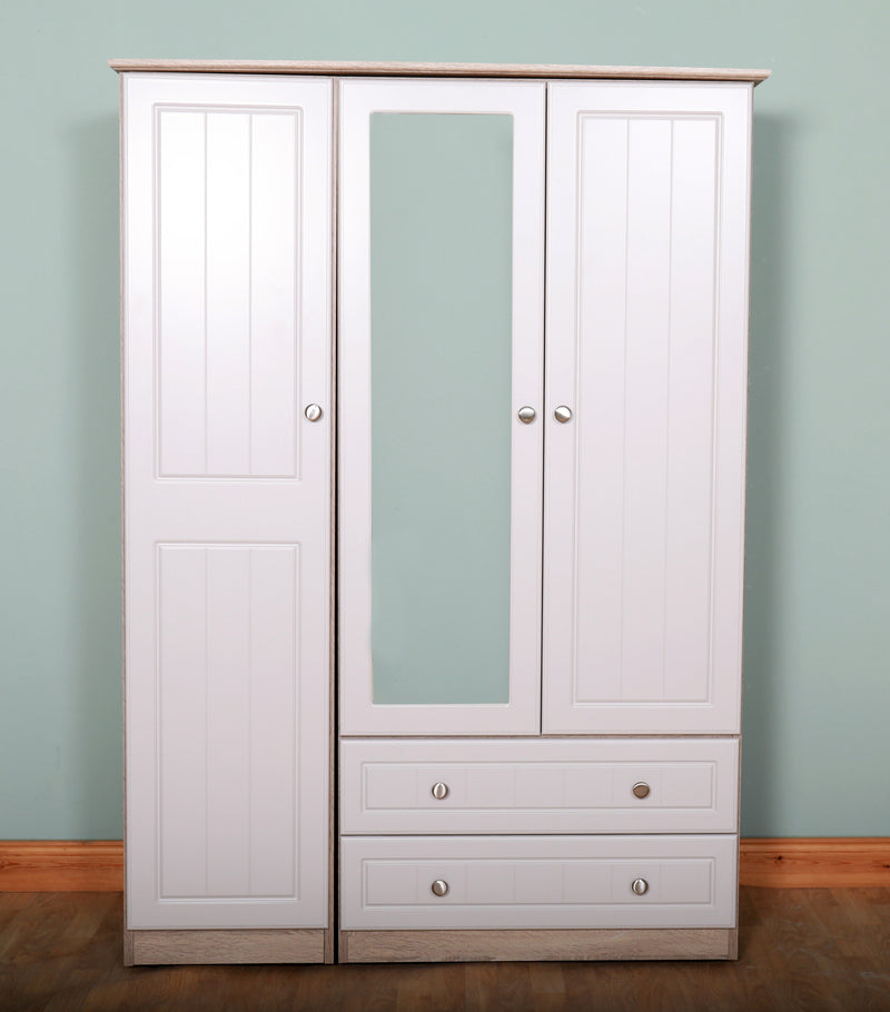 Millwood Solid Three Doors with 2 Drawers Wardrobe - Choose Your Colours
