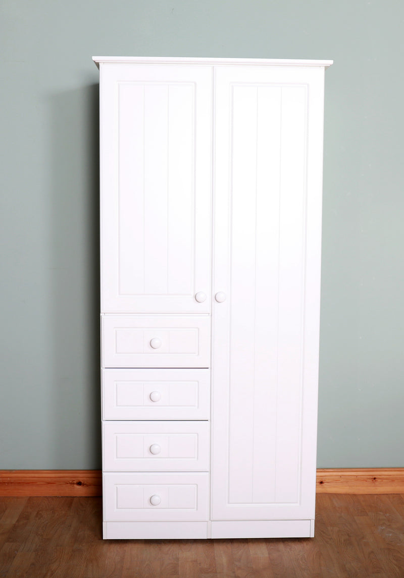 Millwood Solid Two Door with 4 Drawers Combi Wardrobe - Choose Your Colours